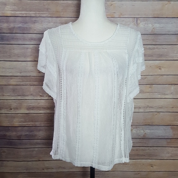 H&M Tops | Hm White Lace See Through Flowy Top | Poshmark